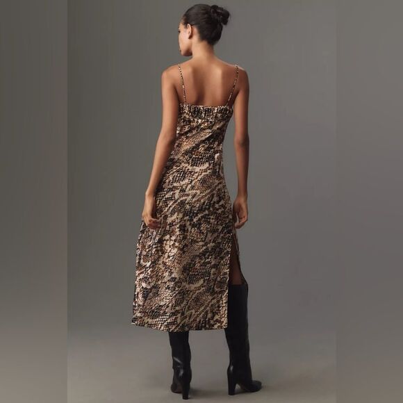 Anthropologie Square-Neck Slip Dress Python Snake Print XS - Picture 2 of 9